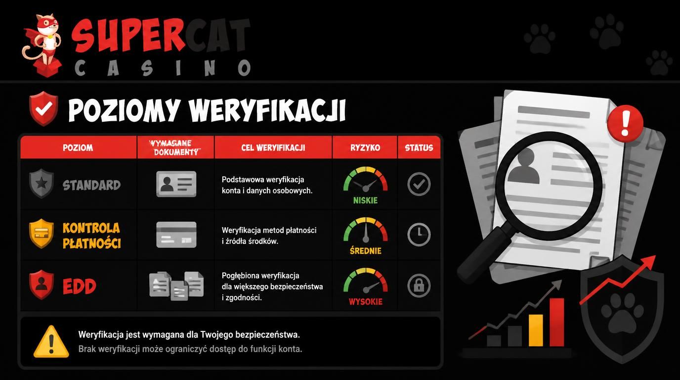  Tabela poziomów weryfikacji w kasynie 